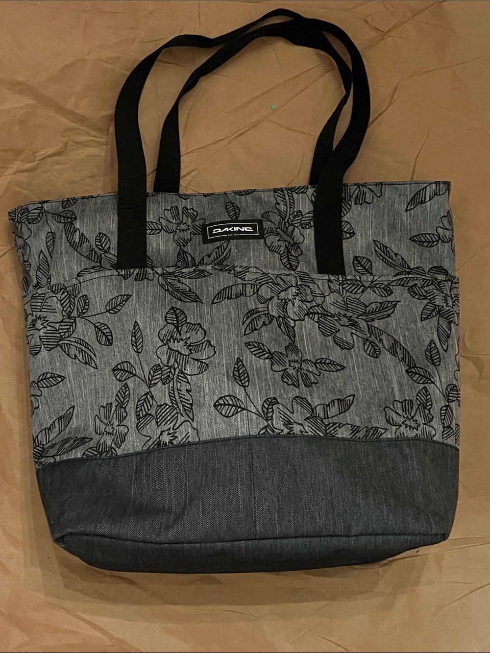 Dakine Gray Floral Tote with Black Straps